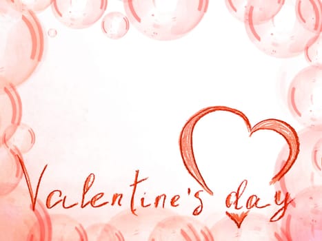 Valentine's day background with red hearts and and the inscription on pink and white place. Festive texture with copy space and place for text, Top view