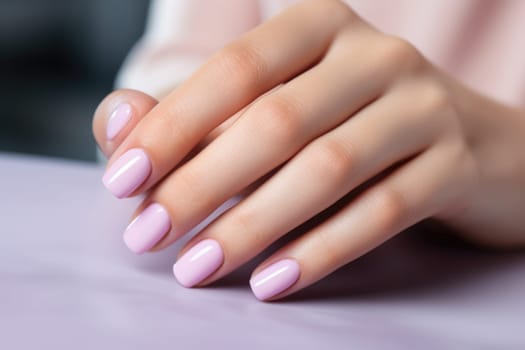 Close-up of the hands of a young woman with bright manicure on her nails. ai generated