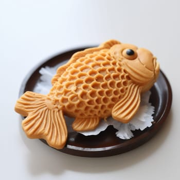 Taiyaki with traditional Japanese red bean paste. ai generated