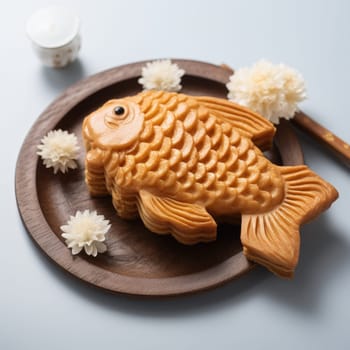 Taiyaki with traditional Japanese red bean paste. ai generated
