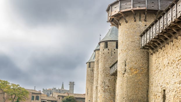 Castle of Carcassonne in France. Impressive medieval fortress