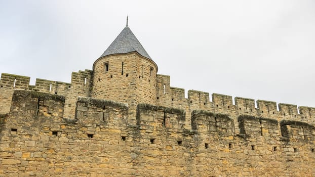 Castle of Carcassonne in France. Impressive medieval fortress