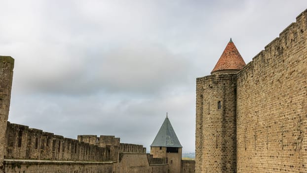 Castle of Carcassonne in France. Impressive medieval fortress