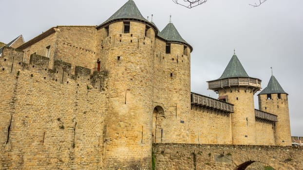 Castle of Carcassonne in France. Impressive medieval fortress