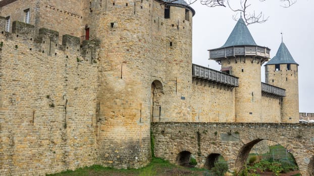 Castle of Carcassonne in France. Impressive medieval fortress