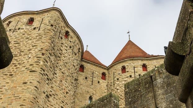 Castle of Carcassonne in France. Impressive medieval fortress