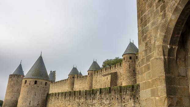 Castle of Carcassonne in France. Impressive medieval fortress