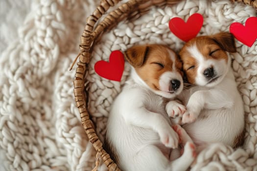 Cute puppy couple in love on valentines day Pragma