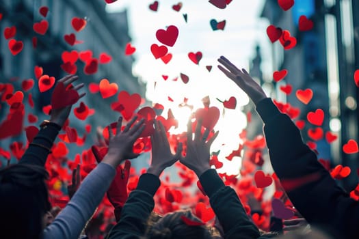 people on the street celebrate valentines day with love and joy pragma