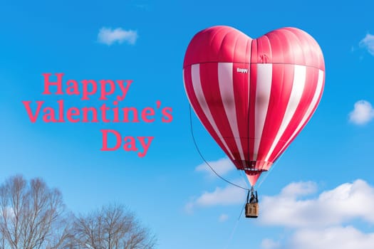 happy valentines day hot air balloon of red on blue sky pragma