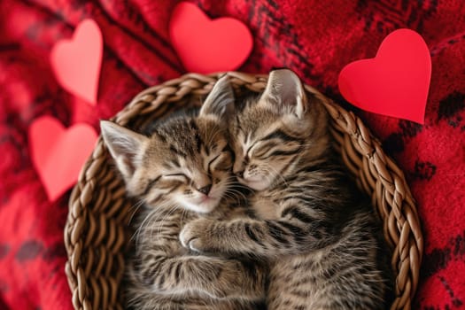 Cute cat couple in love on valentines day Pragma