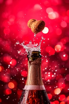 Cork heart champagne for Valentine's Day. Selective focus. Drink.