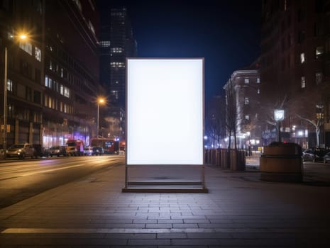 Urban Blank Billboard Advertise Space with Empty White Poster Mockup on City Street