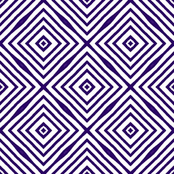 Ikat repeating swimwear design. Purple symmetrical kaleidoscope background. Textile ready valuable print, swimwear fabric, wallpaper, wrapping. Summer ikat sweamwear pattern.