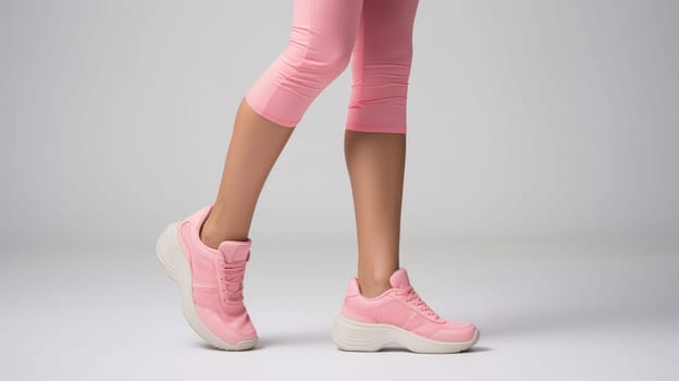 Subtle Comfort. Woman Choosing Elegant Sporty Shoes. Athletic Elegance. Unidentified Woman Picks Comfy Sneakers. Stylish Selection. Pink Sneakers for Comfort and Elegance.