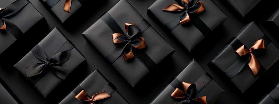 black gift boxes. Selective focus holiday