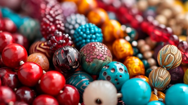 beads for needlework. Selective focus color