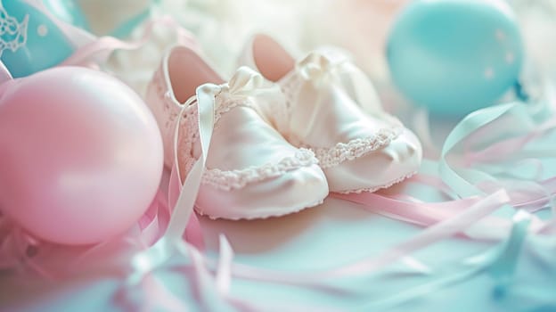 baby booties on a white background. Selective focus. kid.