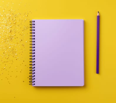 Minimalistic Notepad on Yellow Background: A Bright Workspace for Creative Study and Business Notes