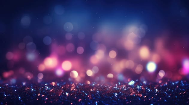 Twinkling Cosmic Lights on Glittering Blue Background: Magical Sparkle in Abstract Bokeh