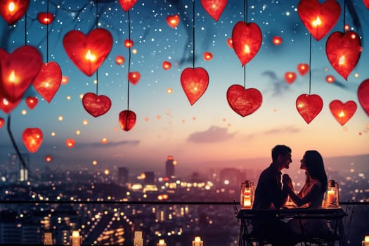 couple in valentines day night at romantic restaurant celebrating their love pragma