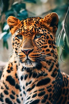 portrait of a leopard in nature. Selective focus. animal.