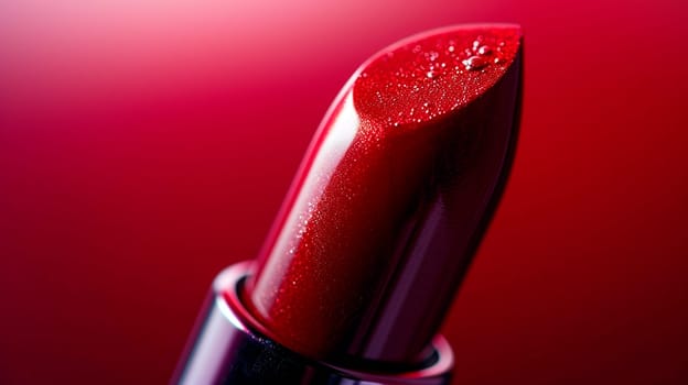 Red lipstick close-up. Selective focus. cosmetics.