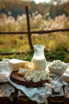 dairy products in nature. Selective focus. food.