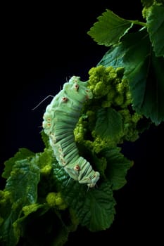 caterpillar on leaves in the garden. Selective focus. nature.