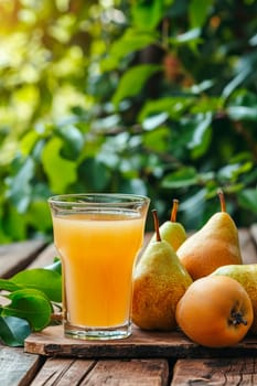 pear juice in a glass. Selective focus. nature.