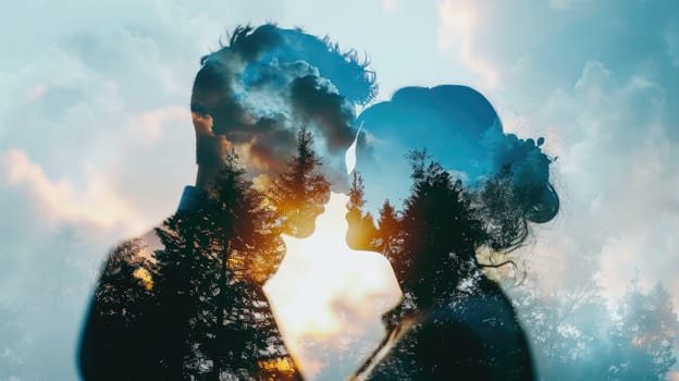 young couple in love , beautiful nature background , valentines day pragma