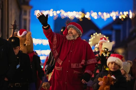 Ringkobing, Denmark, December 4, 2023: Santa Claus arrives in town.