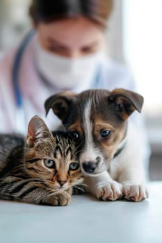 A veterinarian treats animals in a clinic. Selective focus. animal.