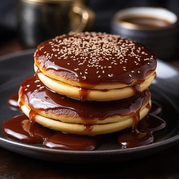 Dorayaki. Japanese bean paste pancake on a white background. ai generated