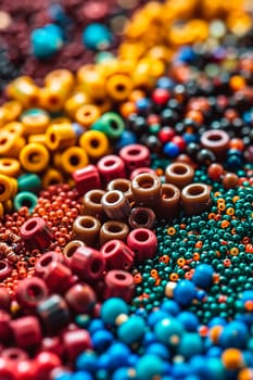 beads for needlework. Selective focus color