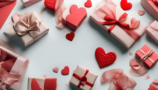 Valentine's Day Themed Assorted Gift Boxes and Decorations Created by artificial intelligence