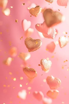 hearts for valentine's day on a pink background. Selective focus. love.