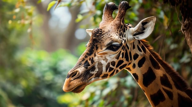 portrait of a giraffe in the wild. Selective focus. animal.