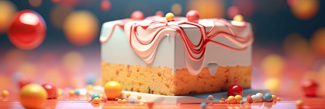 bright festive piece of cake for a holiday or a gift, abstraction, generative AI