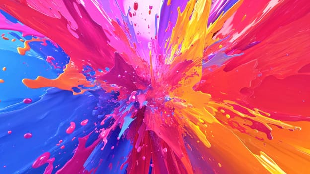 Vibrant paint splash artwork. Created using AI generated technology and image editing software.