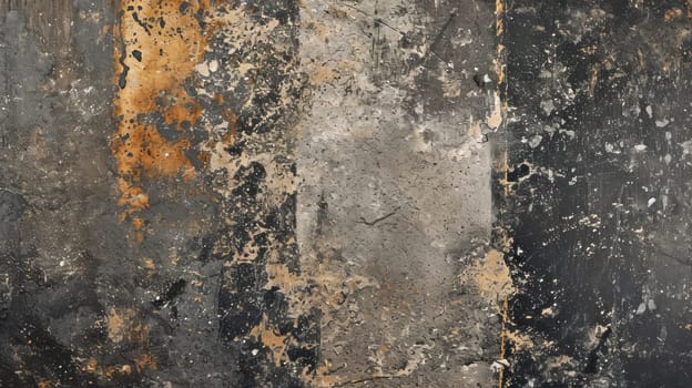 Aged grunge wall with rust accents. Created using AI generated technology and image editing software.
