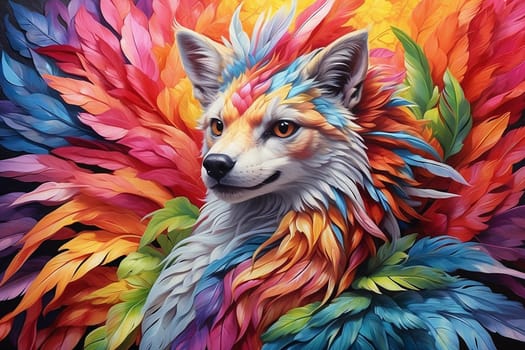 Ai generated portrai of a fox in multuicoloured Fauvism style.