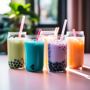 Bubble Tea Delight: A Row of Irresistible Bubble Tea"