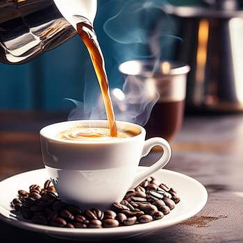 Steaming Perfection: Coffee Being Poured into a Cup