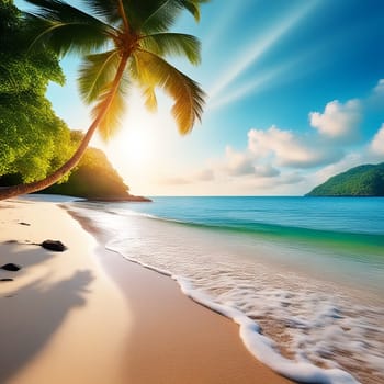 Tropical Beach with Sandy Shoreline, a Perfect Summer Holiday Background