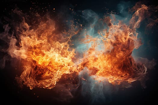 Fire flame in water on a black background. Confrontation concept.