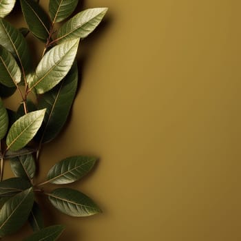 Green plant leaves against a muted brown background.