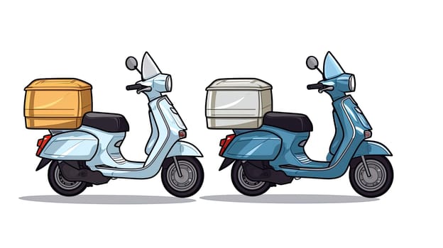 Courier on motorcycle on white background, Food and goods delivery concept. Generative AI