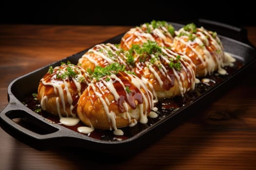 Takoyaki, a popular Japanese snack. ai generated