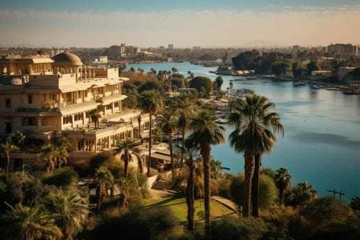 beautiful city in Egypt in sunset. ai generated